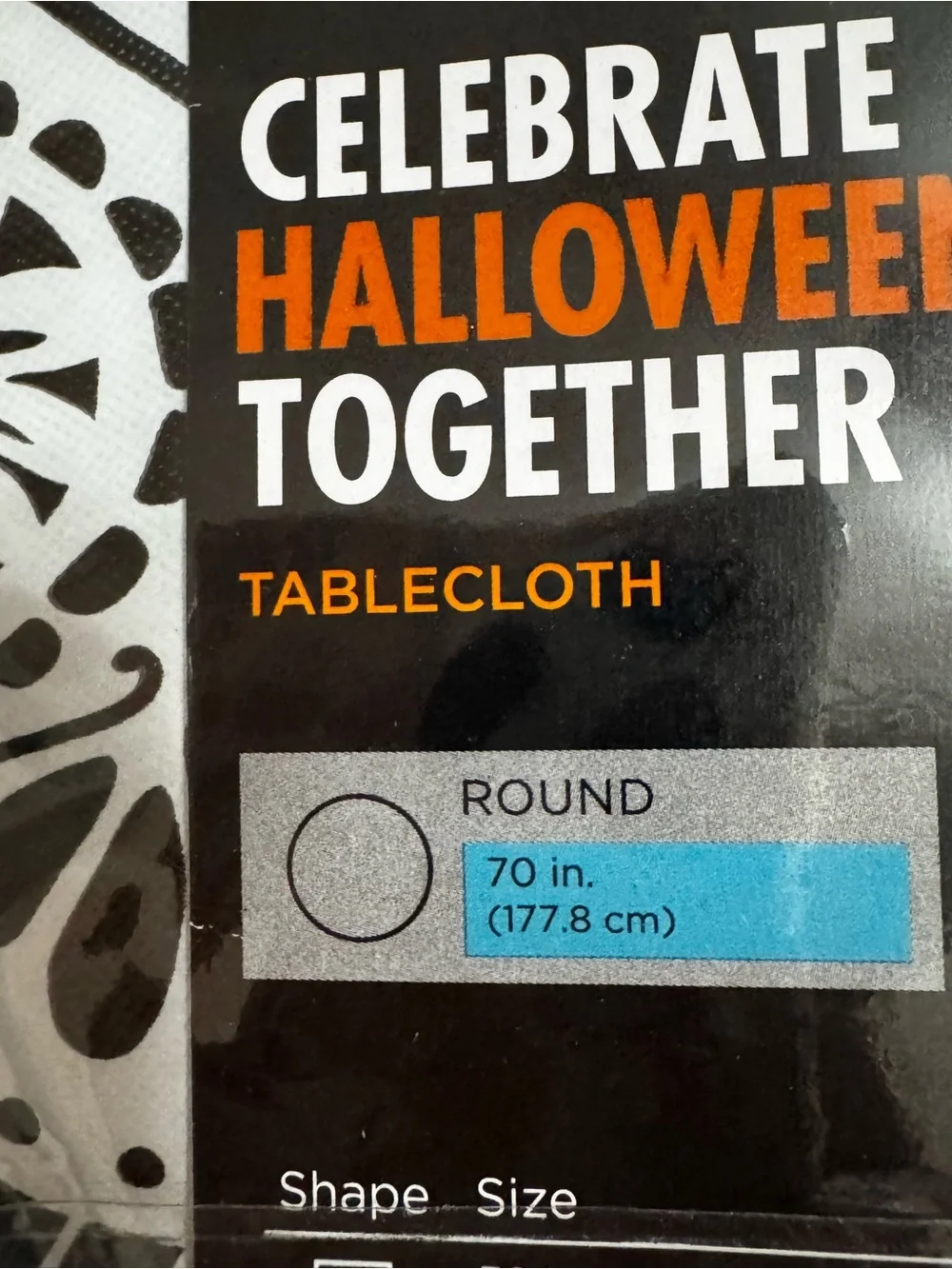 Celebrate Halloween Together Black Sugar Skull & Pumpkin Round Tablecloth